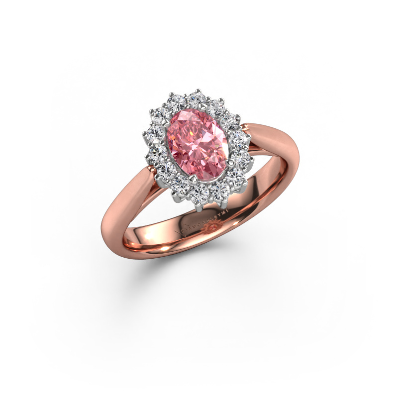 Image of Engagement ring Margien 1 585 rose gold Pink lab grown diamond 7x5 mm