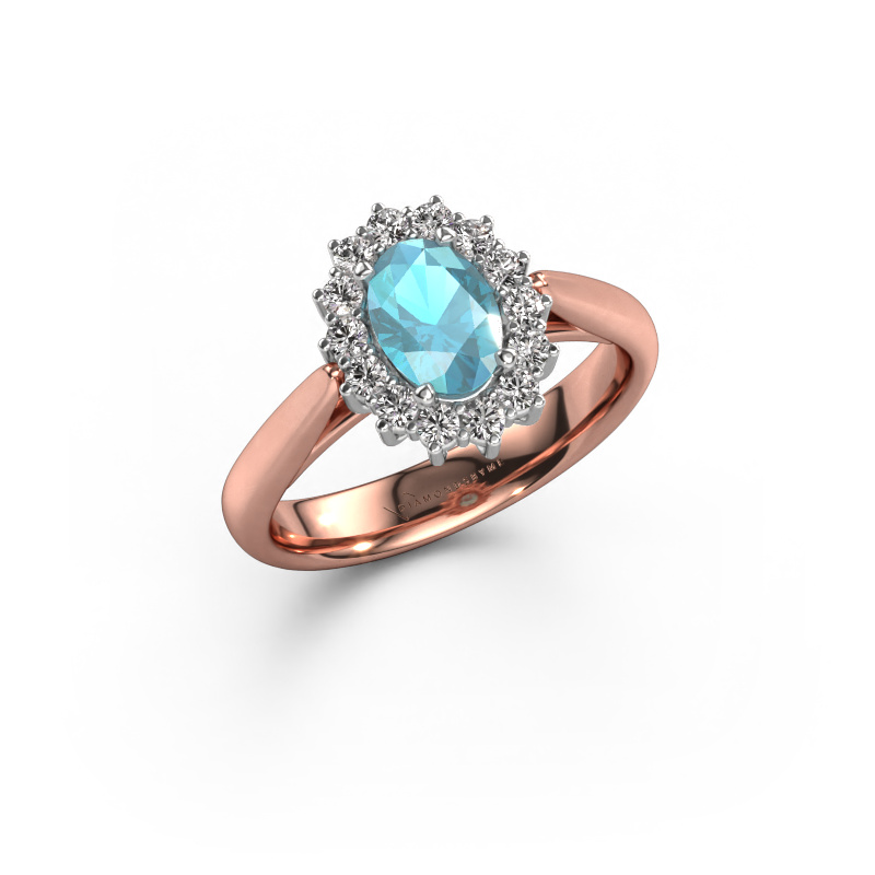 Image of Engagement ring Margien 1 585 rose gold Blue topaz 7x5 mm
