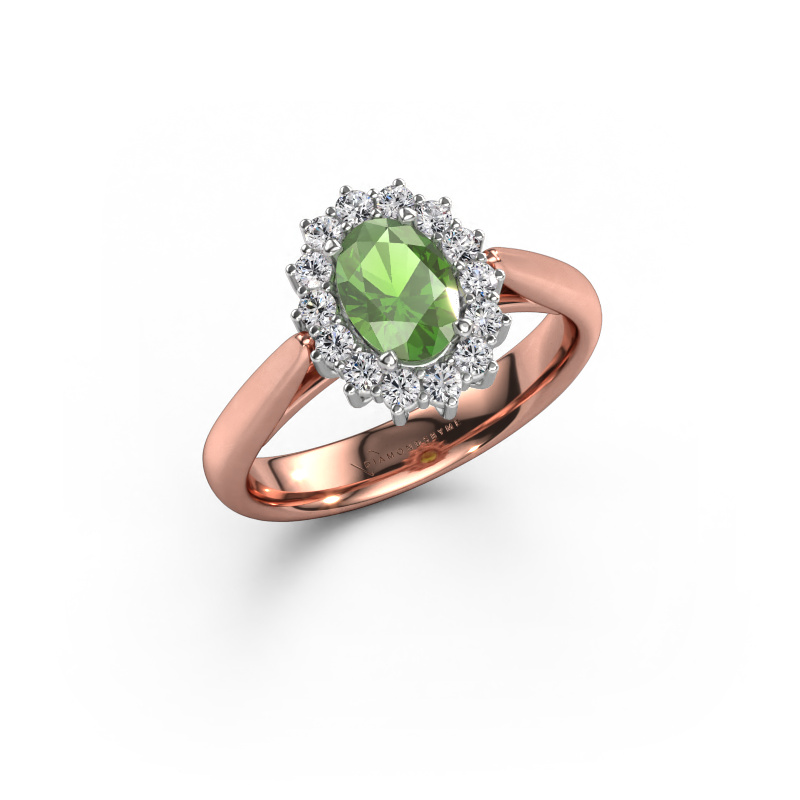 Bild von Verlobungsring Margien 1 585 Roségold Turmalin grün 7x5 mm