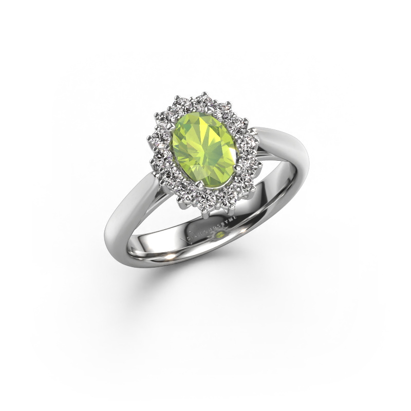 Image of Engagement ring Margien 1 585 white gold Peridot 7x5 mm