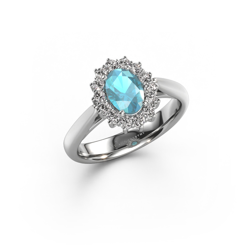 Image of Engagement ring Margien 1 585 white gold Blue topaz 7x5 mm