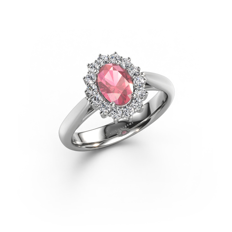 Afbeelding van Verlovingsring Margien 1 585 Witgoud Toermalijn pink 7x5 mm