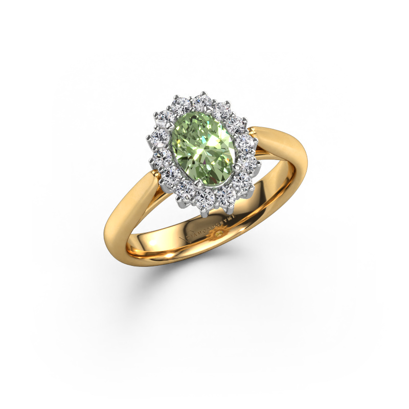 Image of Engagement ring Margien 1 585 gold Green lab grown diamond 7x5 mm