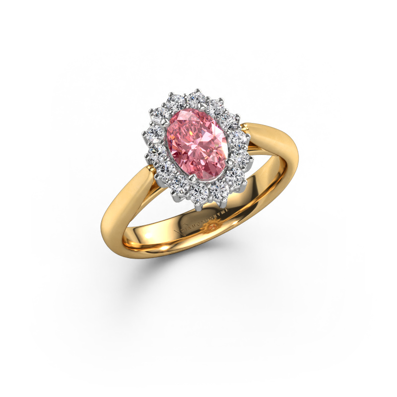 Image of Engagement ring Margien 1 585 gold Pink lab grown diamond 7x5 mm