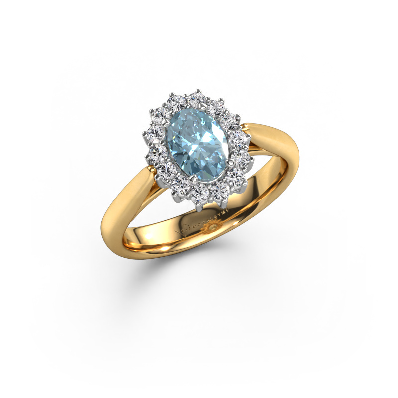 Image of Engagement ring Margien 1 585 gold Blue lab grown diamond 7x5 mm
