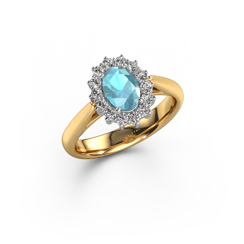 Image of Engagement ring Margien 1 585 gold Blue topaz 7x5 mm