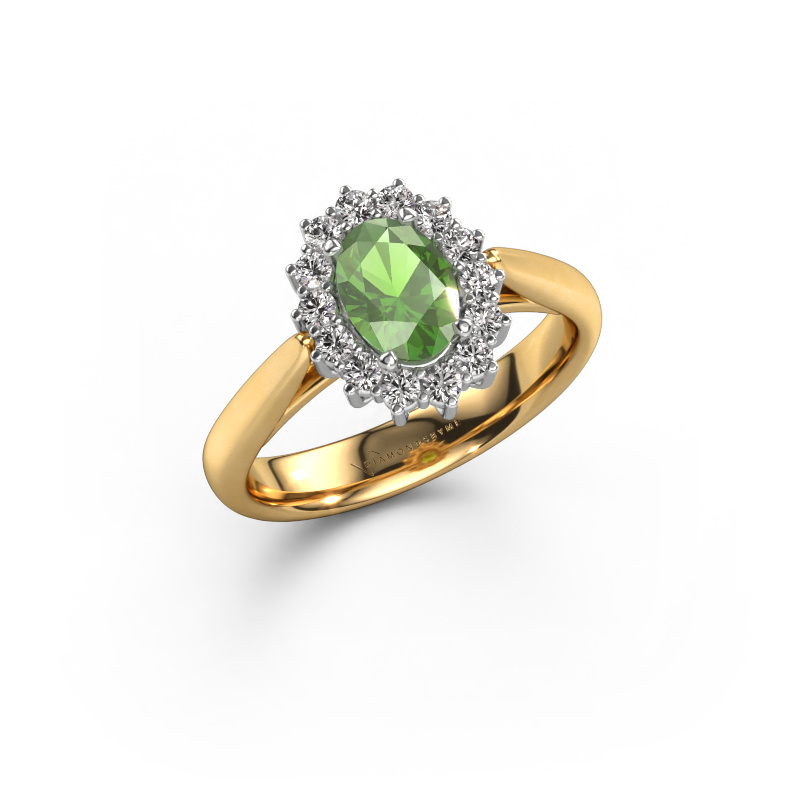 Image of Engagement ring Margien 1 585 gold Tourmaline green 7x5 mm