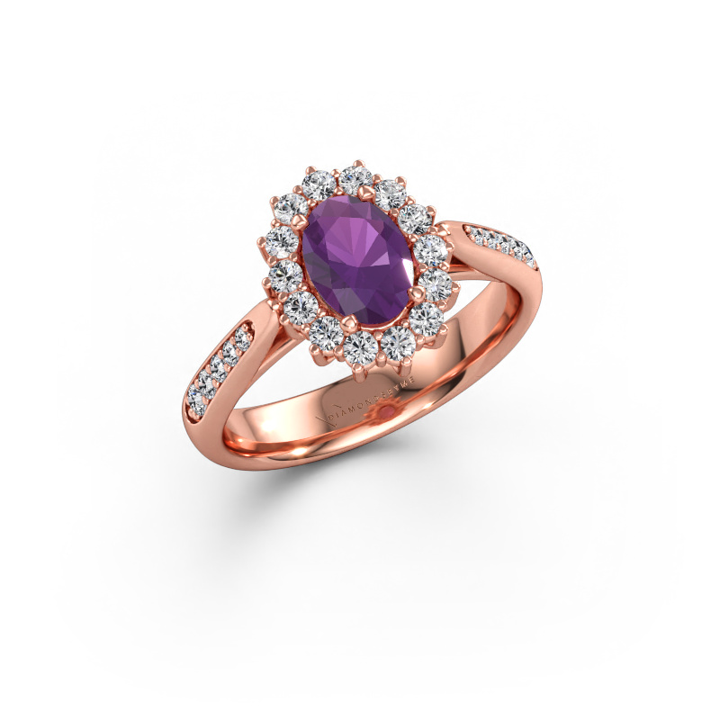 Bild av Förlovningsring Margien 2 585 roséguld Ametist 7x5 mm