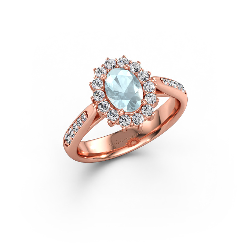 Bild av Förlovningsring Margien 2 585 roséguld Akvamarin 7x5 mm