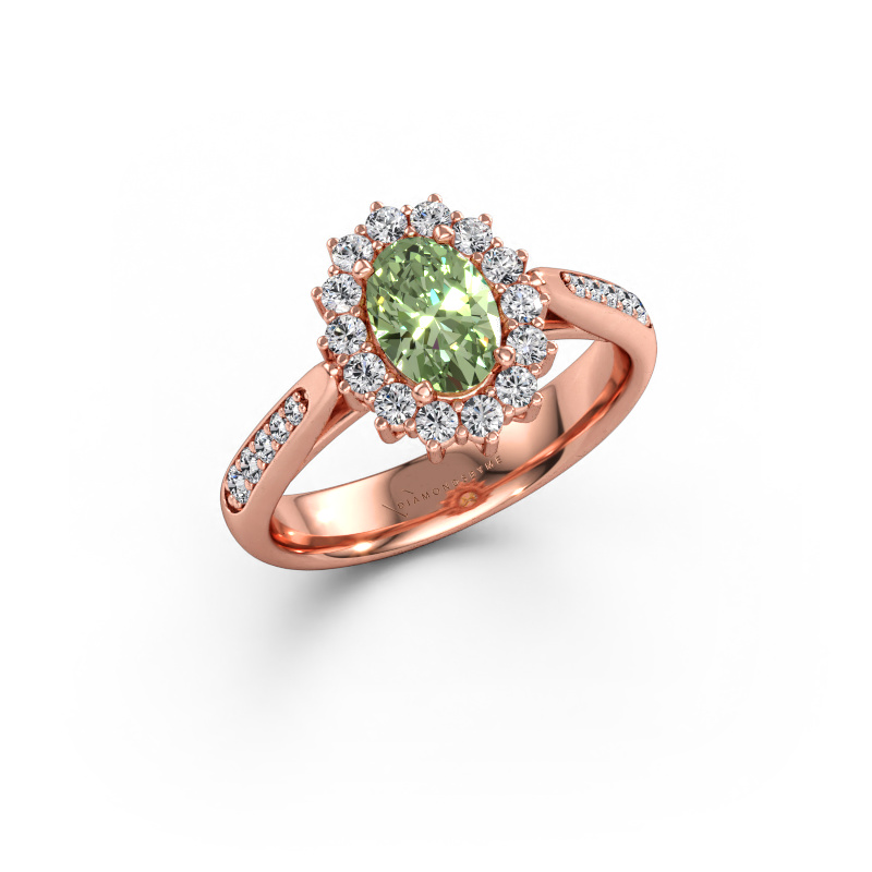 Bild av Förlovningsring Margien 2 585 roséguld Grön labbodlad diamant 7x5 mm