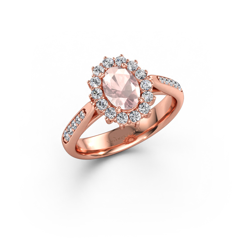 Immagine di Anello di fidanzamento Margien 2 585 oro rosa Morganite champagne 7x5 mm