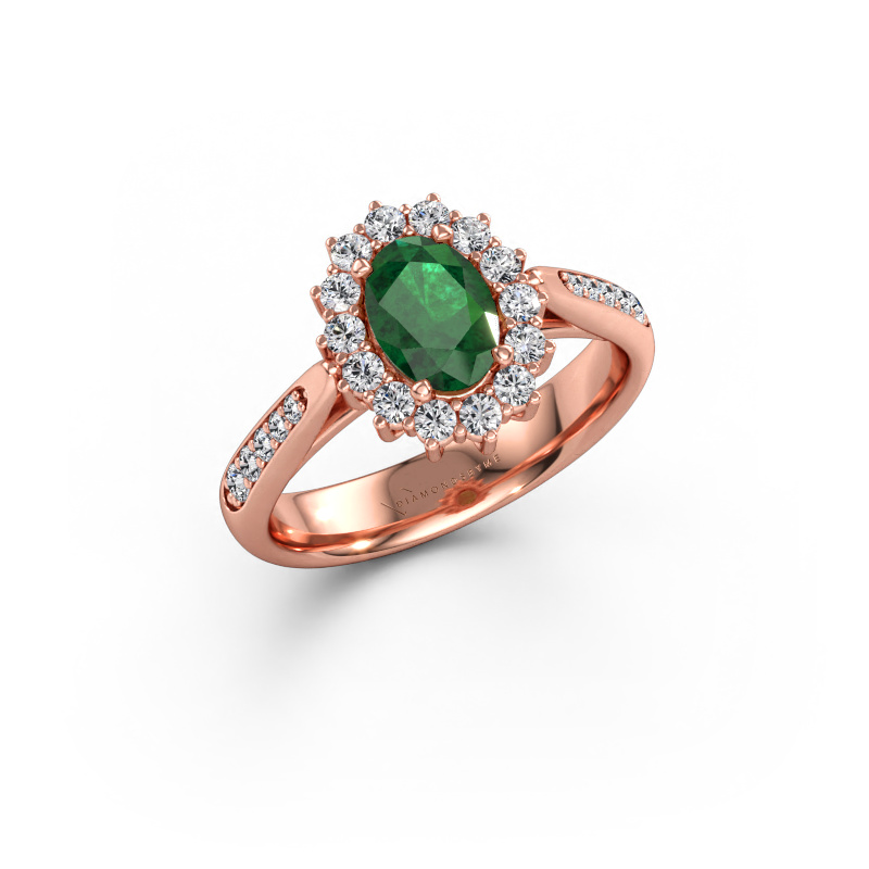 Immagine di Anello di fidanzamento Margien 2 585 oro rosa Smeraldo 7x5 mm