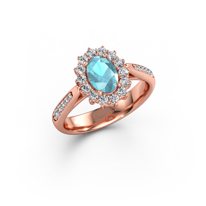 Bild av Förlovningsring Margien 2 585 roséguld Blå topas 7x5 mm