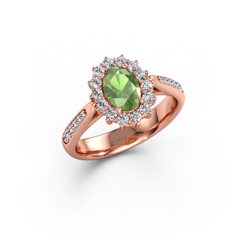 Bild av Förlovningsring Margien 2 585 roséguld Grön turmalin 7x5 mm
