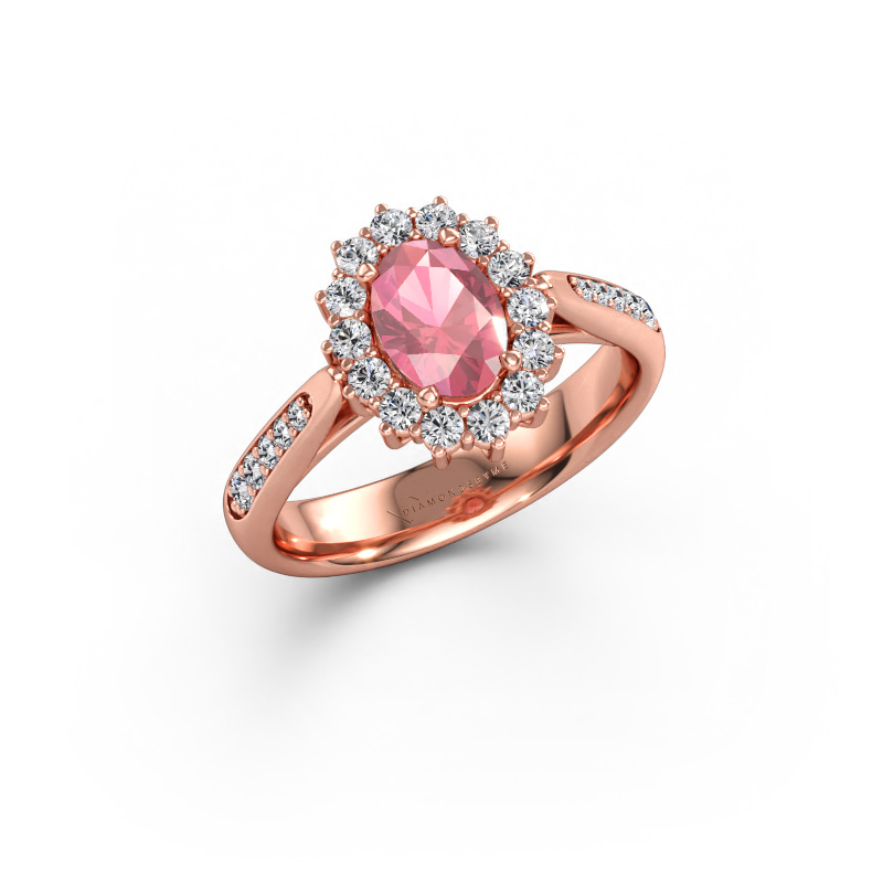 Immagine di Anello di fidanzamento Margien 2 585 oro rosa Tormalina rosa 7x5 mm