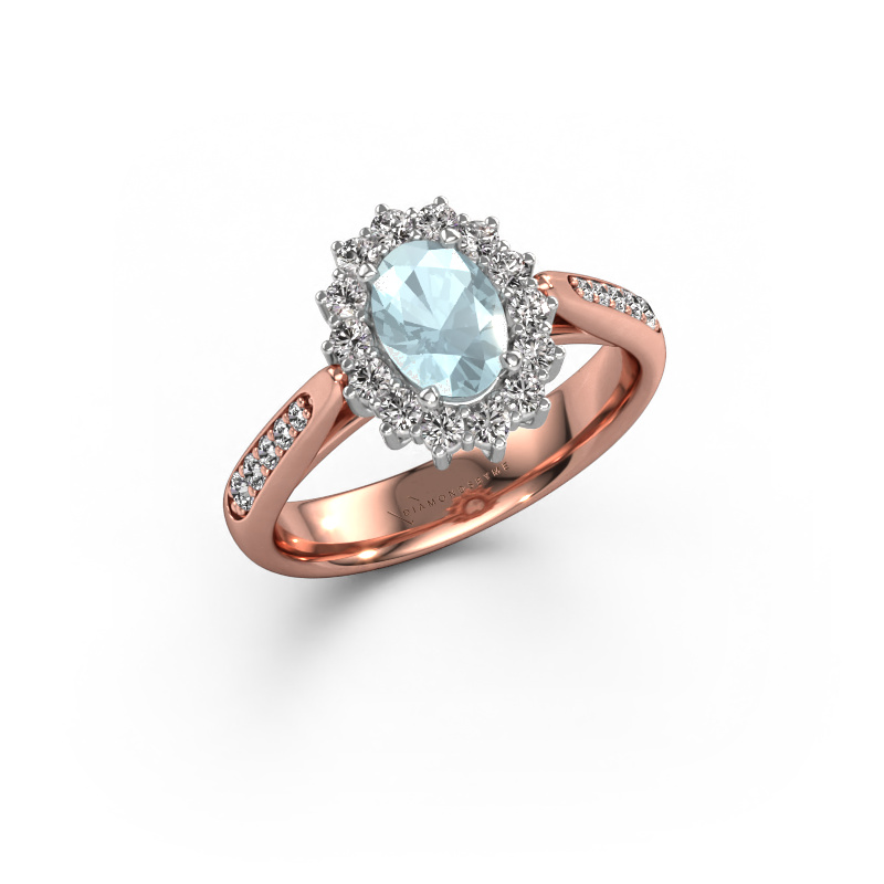 Image of Engagement ring Margien 2 585 rose gold Aquamarine 7x5 mm