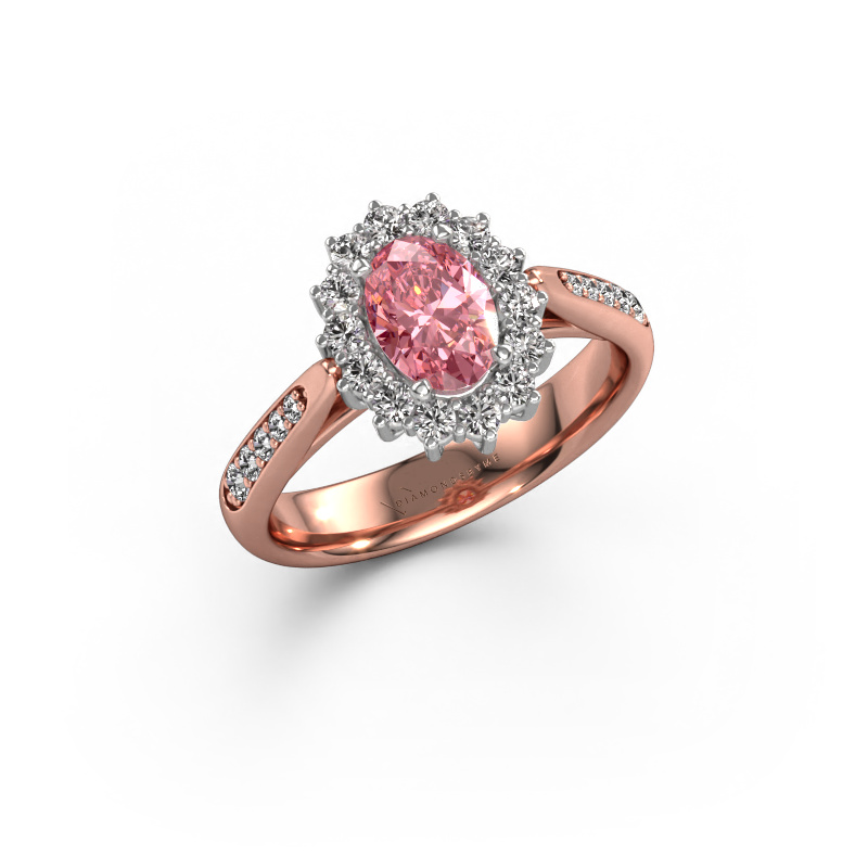 Image of Engagement ring Margien 2 585 rose gold Pink lab grown diamond 7x5 mm