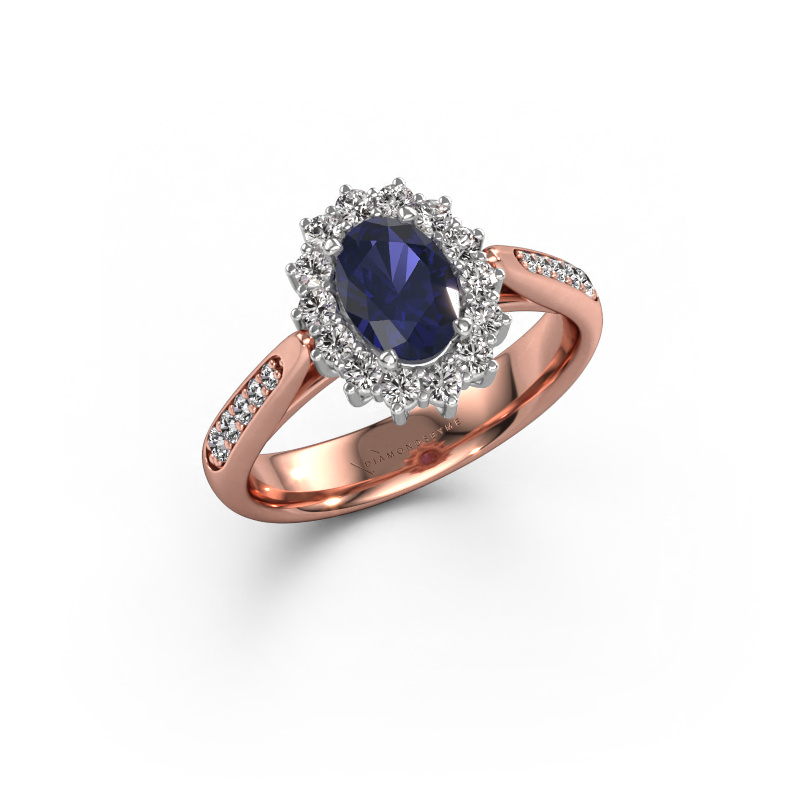 Image of Engagement ring Margien 2 585 rose gold Sapphire 7x5 mm