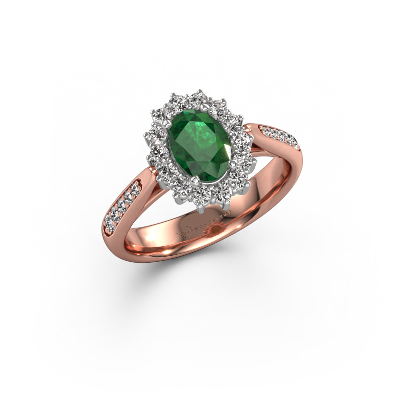 Image of Engagement ring Margien 2 585 rose gold Emerald 7x5 mm