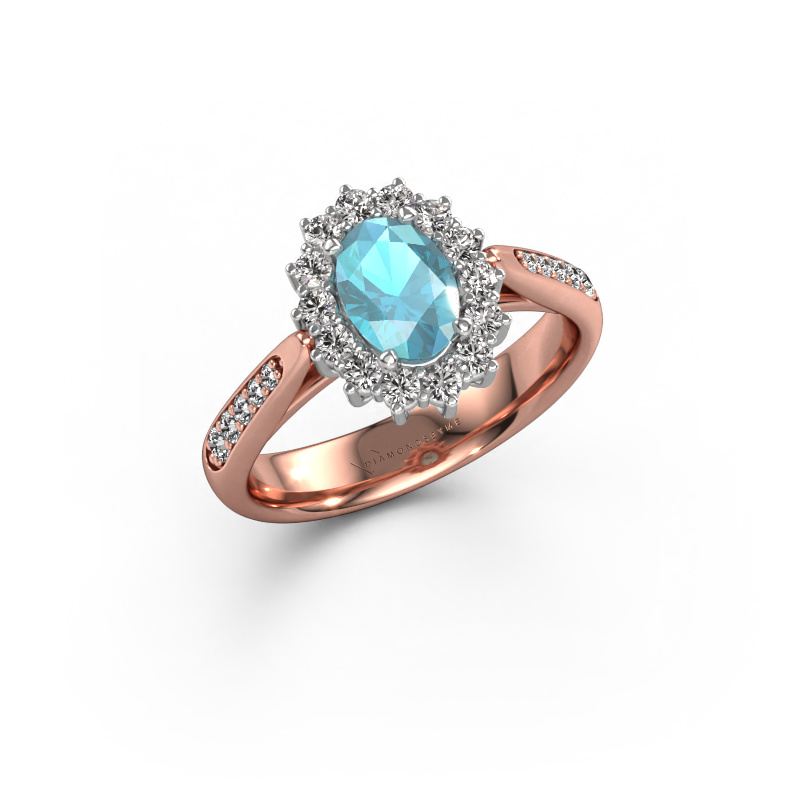 Image of Engagement ring Margien 2 585 rose gold Blue topaz 7x5 mm