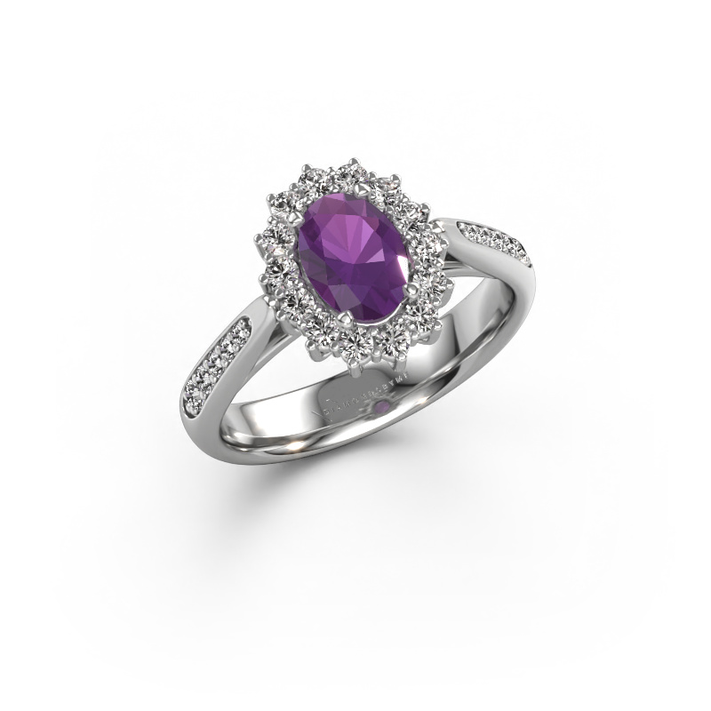 Image of Engagement ring Margien 2 585 white gold Amethyst 7x5 mm