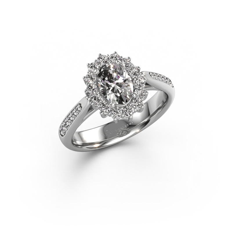 Image of Engagement ring Margien 2 585 white gold Zirconia 7x5 mm