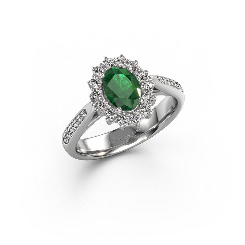 Image of Engagement ring Margien 2 585 white gold Emerald 7x5 mm