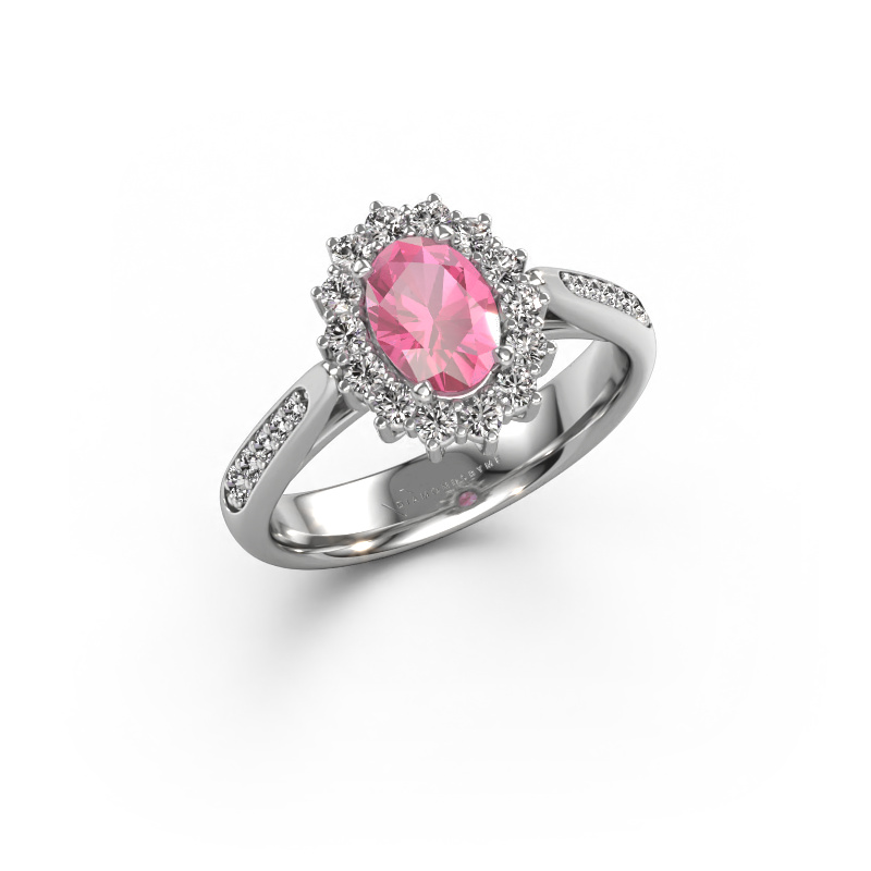 Image of Engagement ring Margien 2 585 white gold Pink sapphire 7x5 mm
