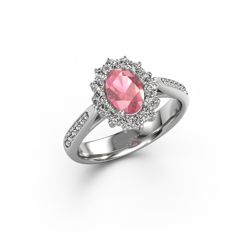 Image of Engagement ring Margien 2 585 white gold Tourmaline pink 7x5 mm