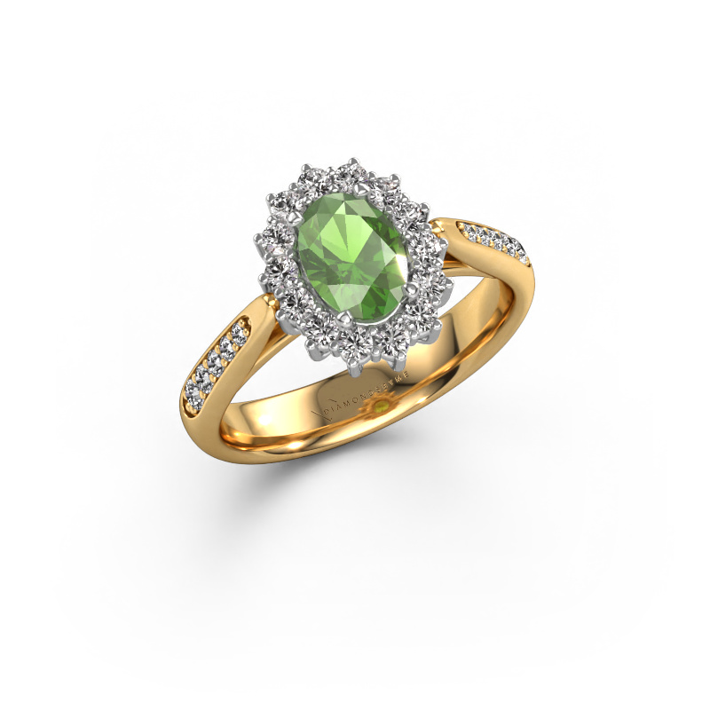 Image of Engagement ring Margien 2 585 gold Tourmaline green 7x5 mm