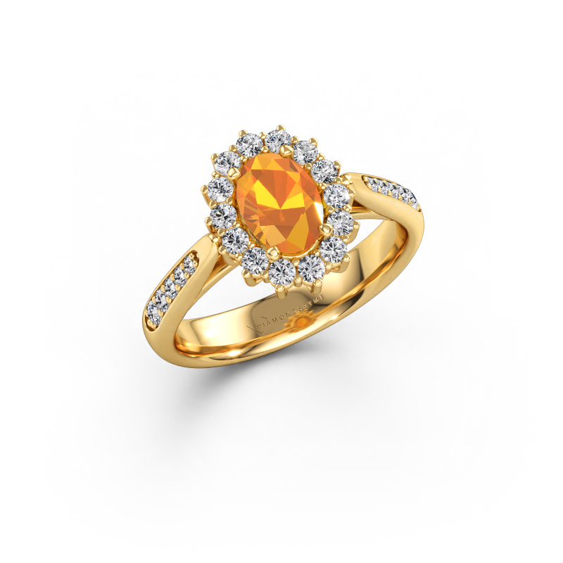 Bild av Förlovningsring Margien 2 585 gult guld Citrin 7x5 mm