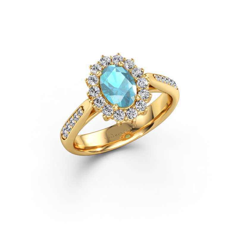 Immagine di Anello di fidanzamento Margien 2 585 oro Topazio blu 7x5 mm