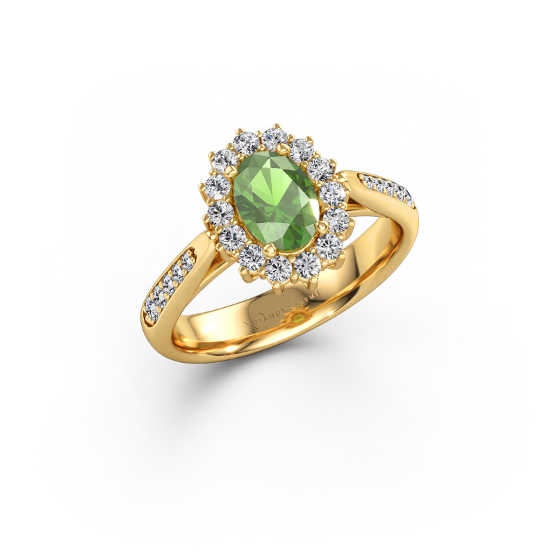 Immagine di Anello di fidanzamento Margien 2 585 oro Tormalina verde 7x5 mm