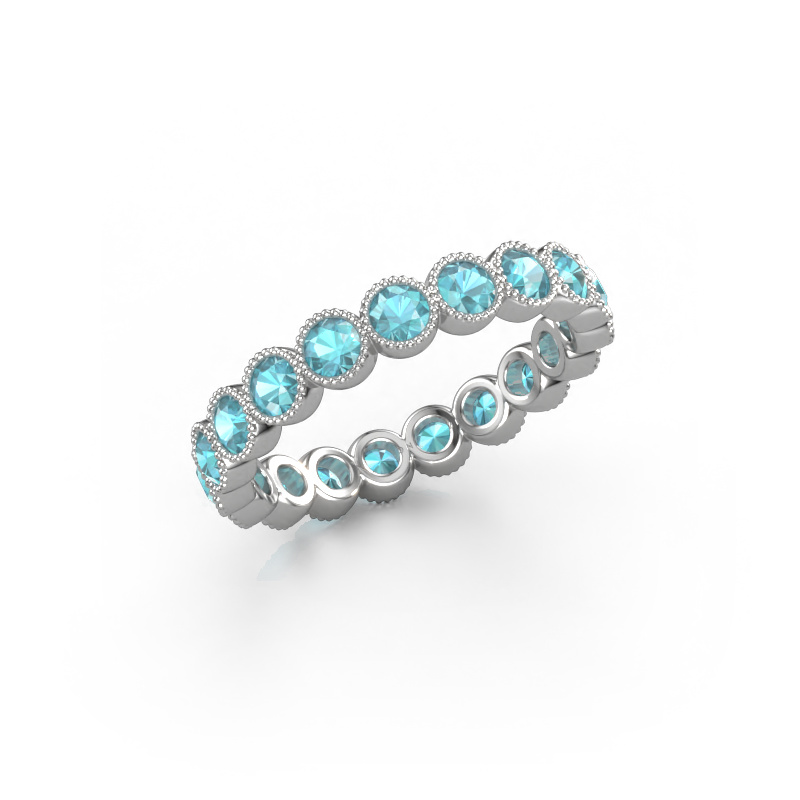 Image of Ring Mariam 0.07 585 white gold Blue topaz 2.7 mm