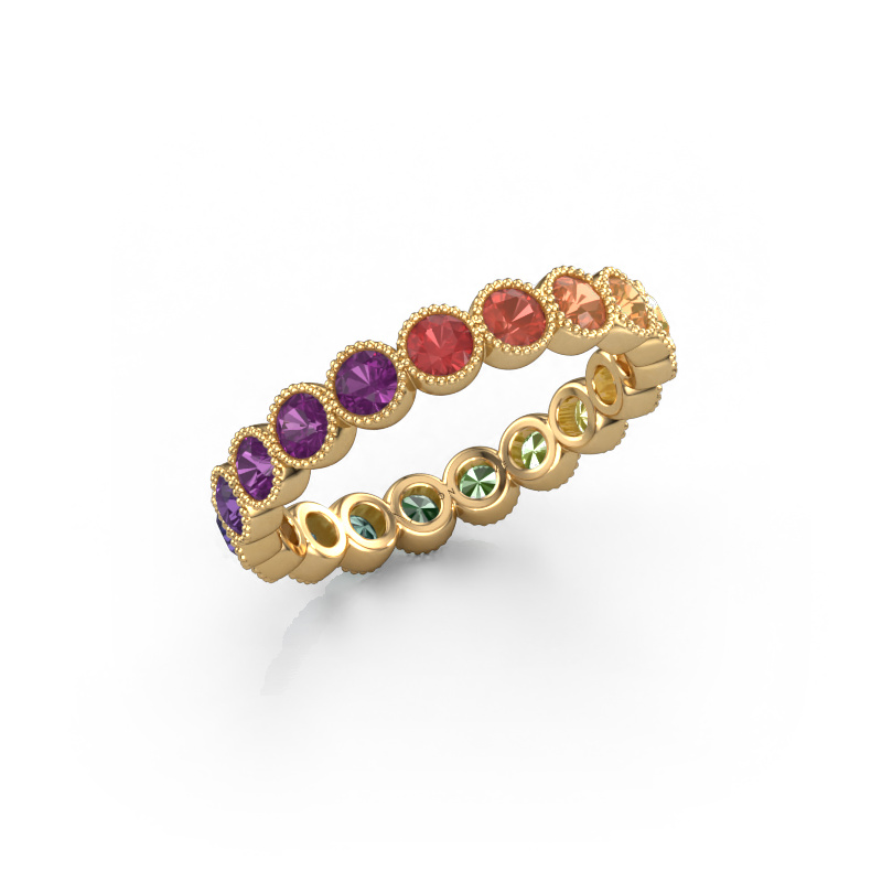 Image of Ring Mariam 0.07 585 gold Rainbow sapphire 1 2.7 mm