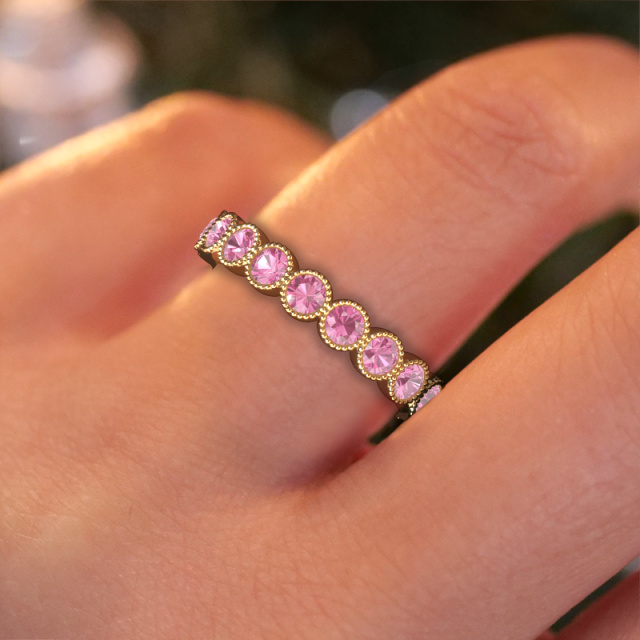 Image of Ring Mariam 0.07 585 gold Pink sapphire 2.7 mm
