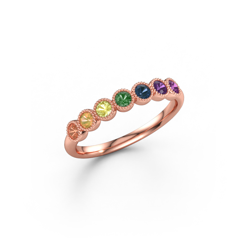 Immagine di Anello Mariam half 585 oro rosa Zaffiro arcobaleno 1 2.4 mm