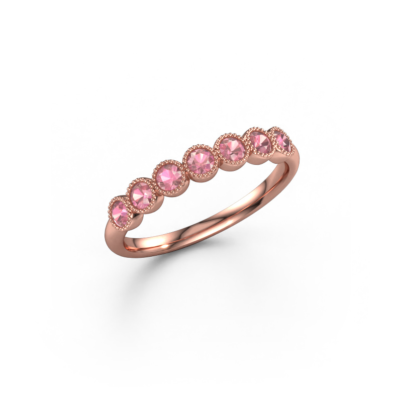 Image of Ring Mariam half 585 rose gold Tourmaline pink 2.4 mm