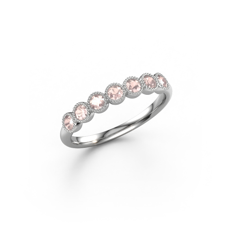 Image of Ring Mariam half 950 platinum Morganite champagne 2.4 mm