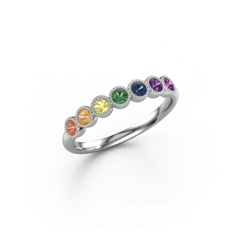 Image of Ring Mariam half 585 white gold Rainbow sapphire 1 2.4 mm