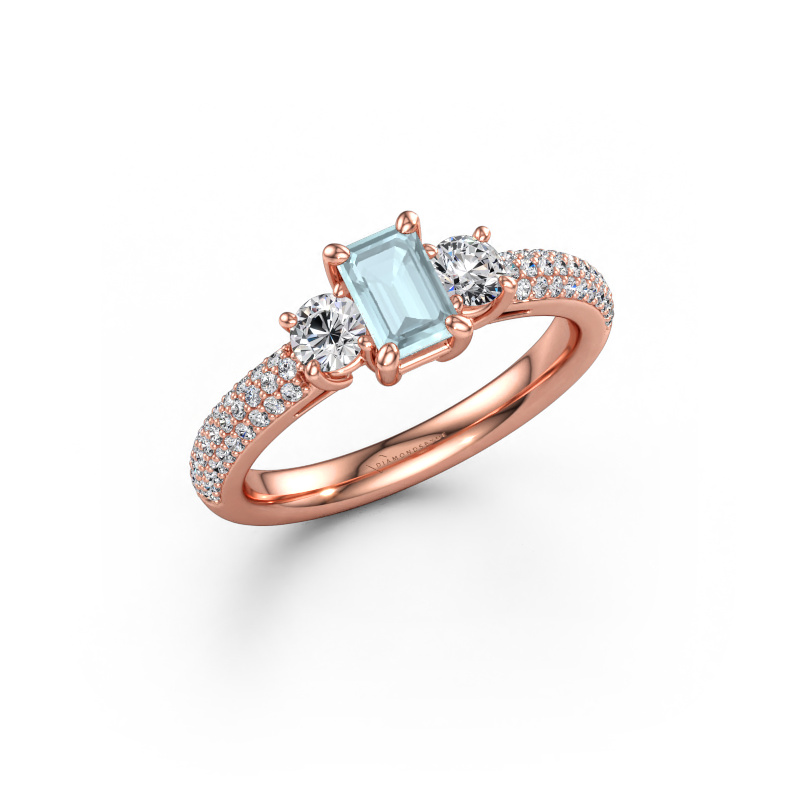 Immagine di Anello di fidanzamento Marielle EME 585 oro rosa Acquamarina 6x4 mm