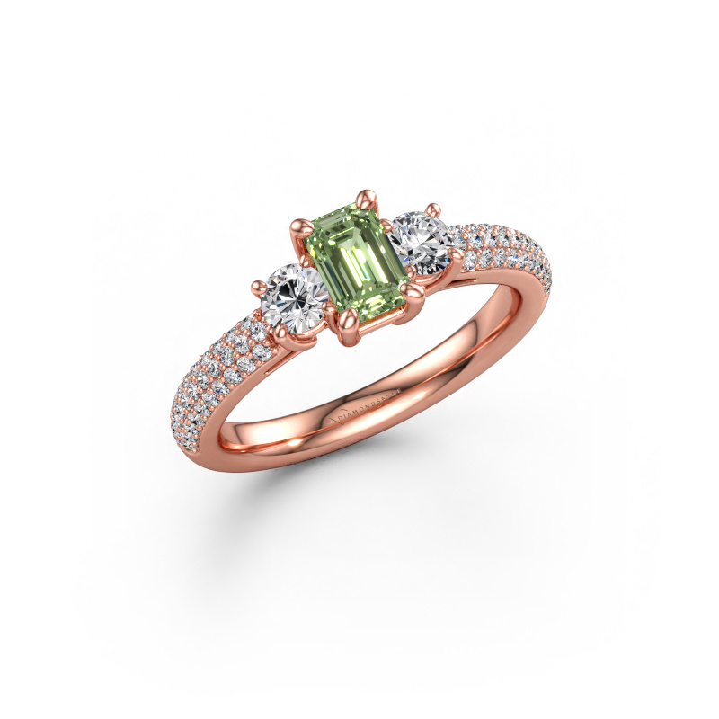 Immagine di Anello di fidanzamento Marielle EME 585 oro rosa Diamante lab grown verde 6x4 mm