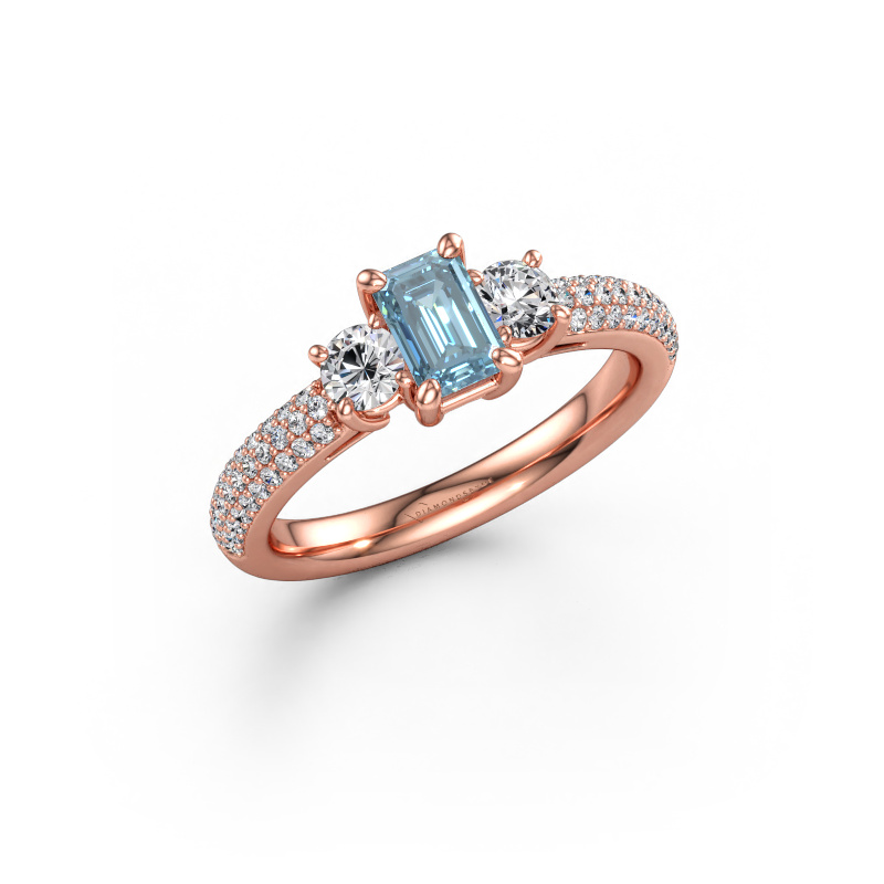 Bild av Förlovningsring Marielle EME 585 roséguld Blå labbodlad diamant 6x4 mm