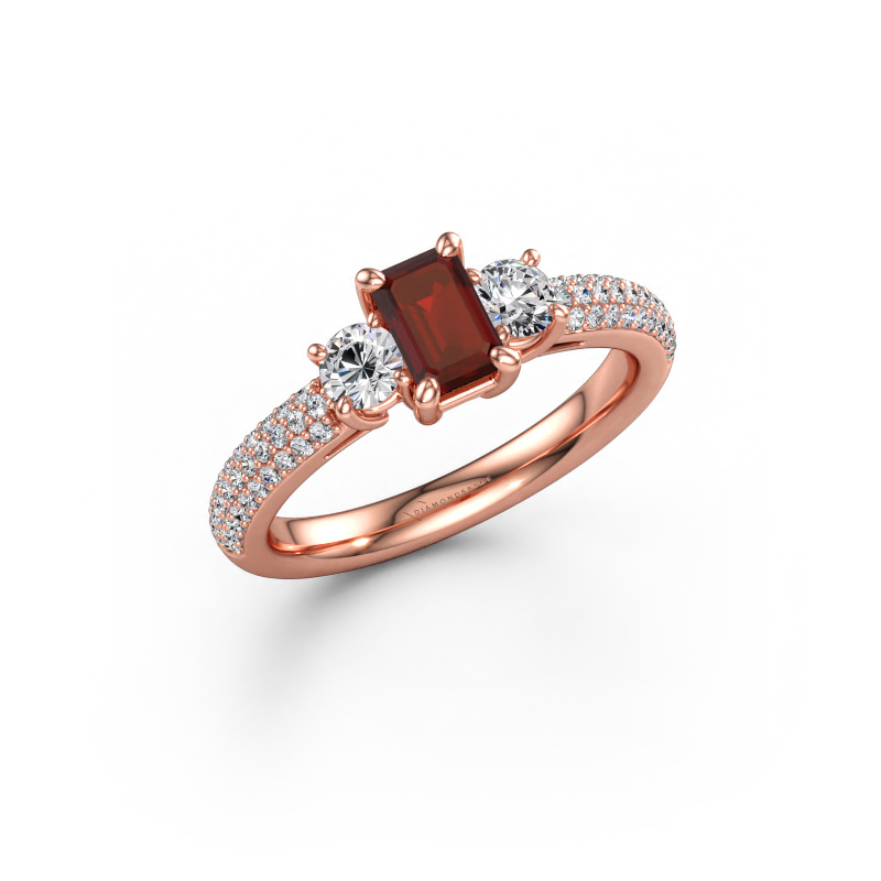 Immagine di Anello di fidanzamento Marielle EME 585 oro rosa Granato 6x4 mm