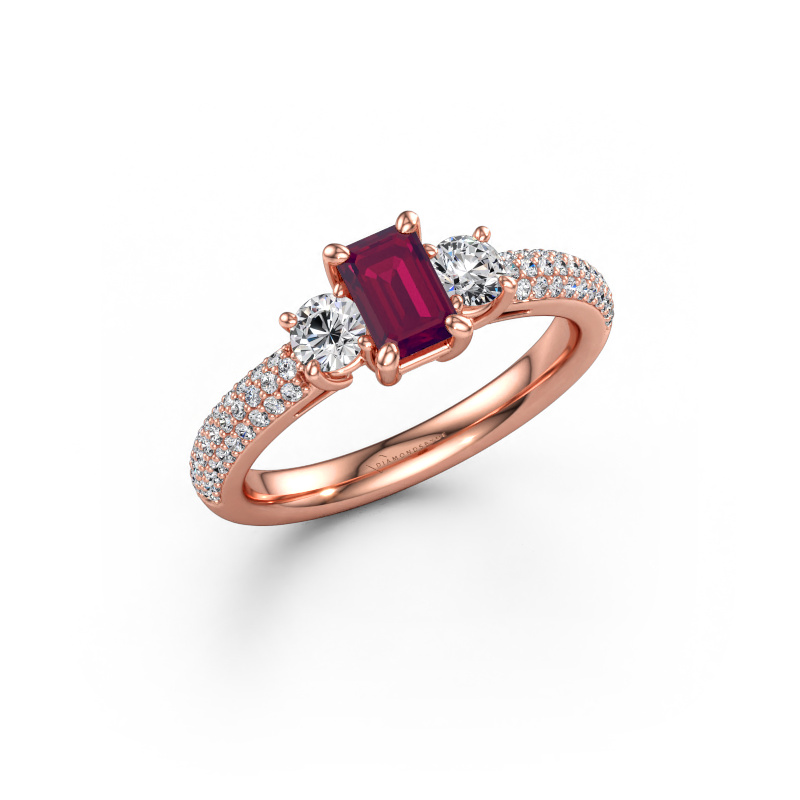 Immagine di Anello di fidanzamento Marielle EME 585 oro rosa Rodolite 6x4 mm