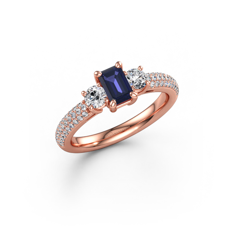 Immagine di Anello di fidanzamento Marielle EME 585 oro rosa Zaffiro 6x4 mm
