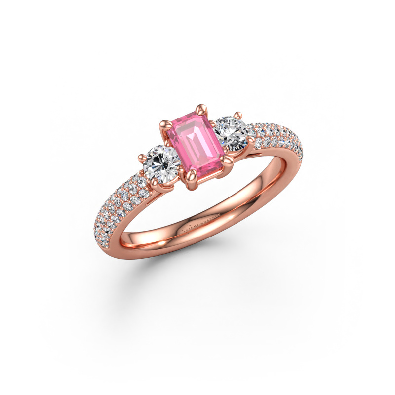 Immagine di Anello di fidanzamento Marielle EME 585 oro rosa Zaffiro rosa 6x4 mm