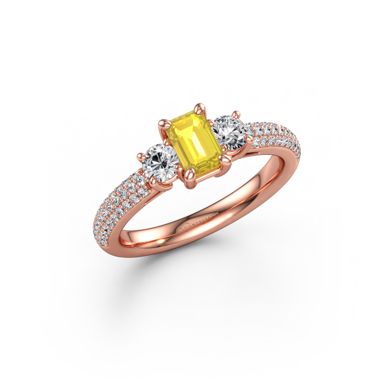 Immagine di Anello di fidanzamento Marielle EME 585 oro rosa Zaffiro giallo 6x4 mm