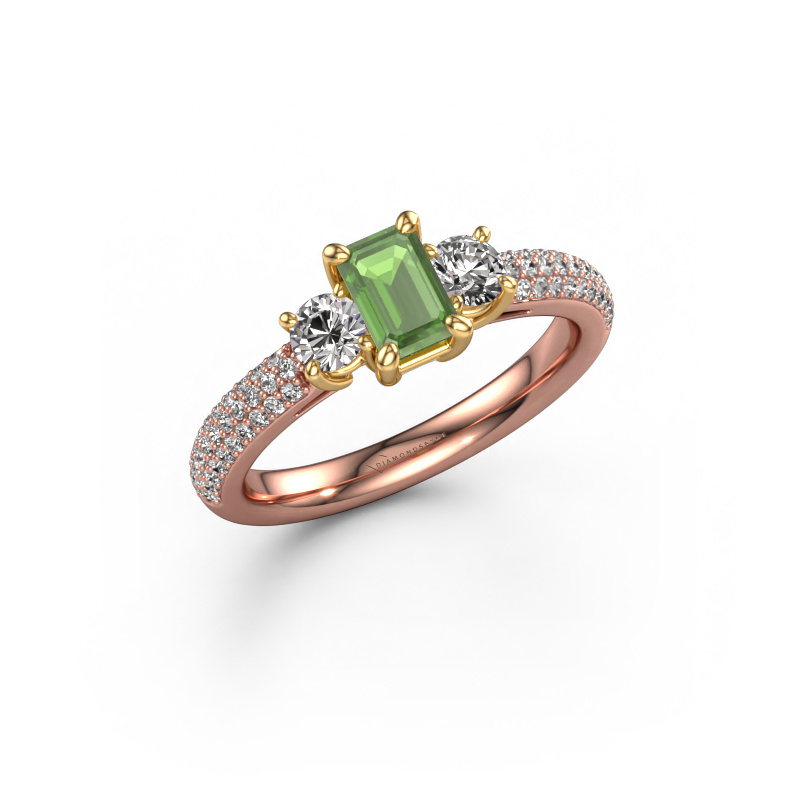 Image de Bague de fiançailles Marielle EME 585 or rose Vert tourmaline 6x4 mm