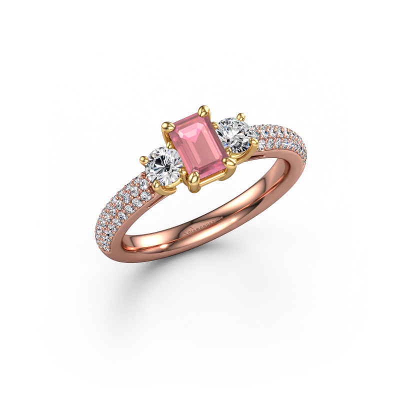 Image de Bague de fiançailles Marielle EME 585 or rose Rose tourmaline 6x4 mm